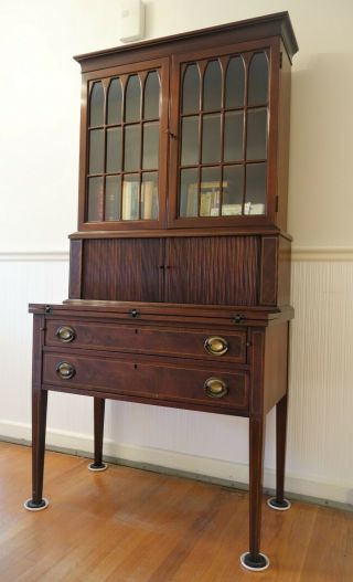 Antique Mahogany Hepplewhite Secretary/Desk by Moddox Table Co Jamestown NY 2