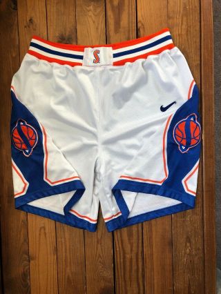 Vintage Nike Team Sports Syracuse White Blue Orange Basketball Shorts Size L