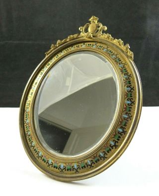 Rare Antique Circa 1860 French Ormolu And Champleve Enamel Dressing Table Mirror