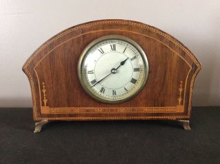 Antique Edwardian Inlaid Mahogany Cased Mechanical Mantle Clock