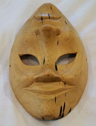 Carved Hibiscus Wood Happy / Sad Mask Wall Bali Indonesia Theatre Theater Drama