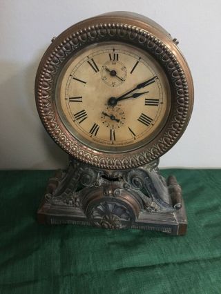 Antique Seth Thomas Long Alarm Clock With Metal Case