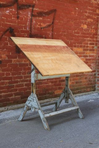 Vintage Industrial Drafting Table 1950s Wood Artist Desk Stand Drawing Art Room