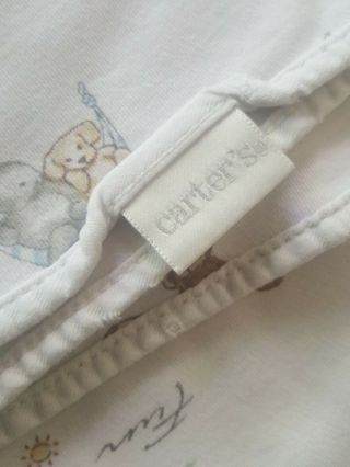 VTG Carter ' s Baby Blanket Classics Bears Bunnies Rabbits Fun Times lovey FLAWS 3