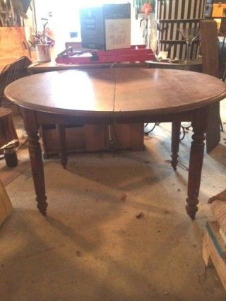 Local Pickup Antique Oak Round Kitchen Table W/leaf Wood Rustic Country Style