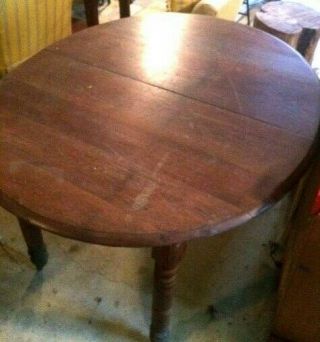 Local Pickup Antique Oak Round Kitchen Table w/Leaf Wood Rustic Country Style 2
