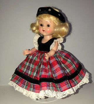 Vintage Vogue Ginny Doll In Her Tagged Plaid Holiday Dress