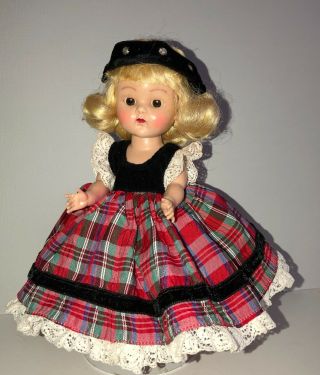 Vintage Vogue Ginny Doll in her Tagged Plaid Holiday Dress 2