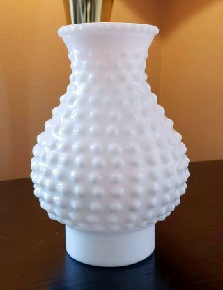 Vintage White Hobnail Milk Glass Hurricane Lamp Shade Globe Chimney 2 Avail