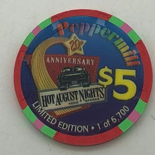 Peppermill Casino 2006 Reno Nv $5 Casino Chip Limited Edition Hot August Nights