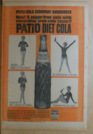 1963 Full Page Newspaper Ad For Pepsi Patio Diet Cola - Debbie Drake Exercises
