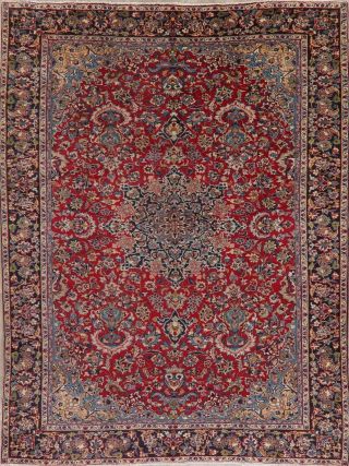 9x12 Vintage Floral Najafabad Area Rug RED Oriental Hand - Knotted Wool Carpet 2
