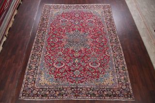 9x12 Vintage Floral Najafabad Area Rug RED Oriental Hand - Knotted Wool Carpet 3