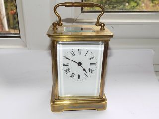 Antique Or Vintage French 8 Day Movement Brass Carriage Clock (3)