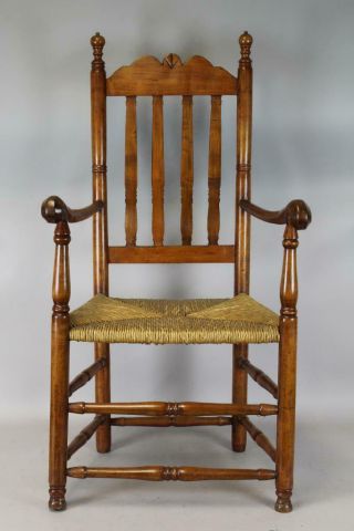 A Rare 18th C Long Island Ny Bannister Back Armchair With Best Ram 