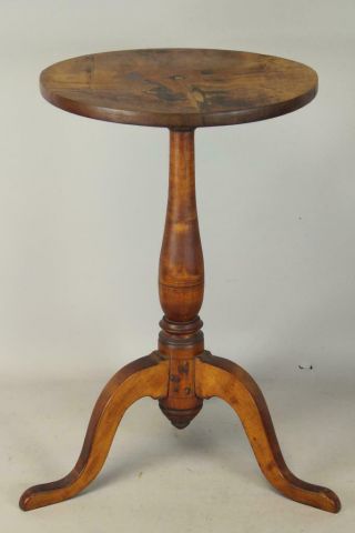 Rare 18th C William And Mary Qa Transitional Candlestand Drop Finial Old Surface