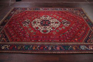 One - Of - A - Kind Vintage Red Bakhtiari Area Rug Oriental Hand - Knotted 7x10