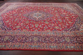 4th Of July Deal Traditional Floral Oriental Area Rug Red Blue Hand - Knotted 9x13
