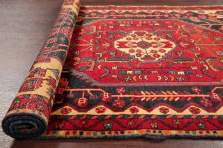 Vintage Geometric Red Bakhtiari Area Rug Oriental Hand - Knotted Wool Carpet 4 