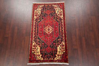 VINTAGE Geometric RED Bakhtiari Area Rug Oriental Hand - Knotted Wool Carpet 4 ' x6 ' 3