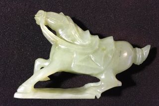 Chinese Green Jade Nephrite Hand Carved Tang War Horse