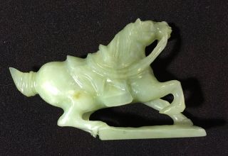Chinese Green Jade Nephrite Hand Carved Tang War Horse 2