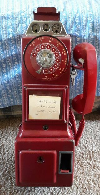 Vintage Automatic Electric Company Telephone 3 Slot Payphone,  Lpa8610.