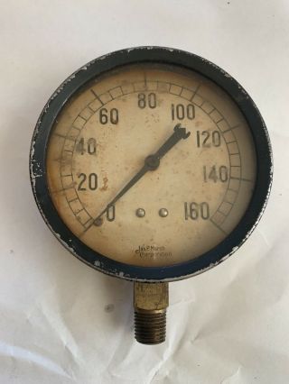 Vtg Antique Steampunk Jas P.  Marsh Corporation Pressure Gauge 0 - 160 3/4”