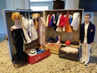Vintage Barbie And Ken Doll,  Clothes,  Accessories,  And 1963 Case