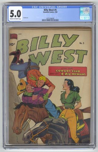 Billy West 5 Cgc 5.  0 Vintage Standard Comics Western Celardo Art Golden Age 10c
