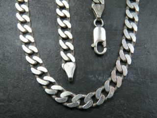 VINTAGE STERLING SILVER FLAT CURB LINK NECKLACE CHAIN 20 inch C.  1990 2