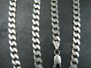 VINTAGE STERLING SILVER FLAT CURB LINK NECKLACE CHAIN 20 inch C.  1990 3