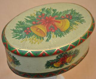Metal Tin Can Container Christmas Gift Box With Lid Holly Christmas Bells Brazil