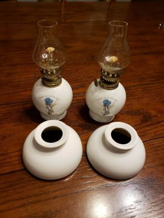 2 Holly Hobbie Porcelain Hurricane Lamp 1976 Japan 2