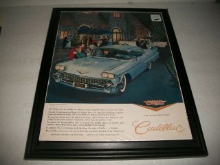 1958 Cadillac Vintage Print Ad Garage Art Collectible Neat