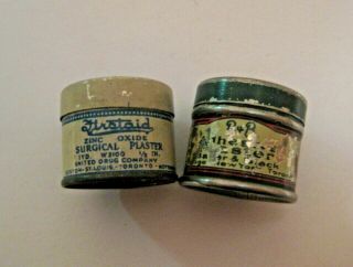 2 Vintage Zinc Oxide Advertising Medicine Medical Surgical Plaster Tins