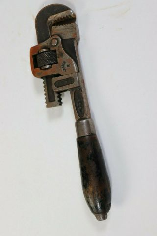 Vtg Trimo Trimont Mfg.  Co.  8 " Wood Handle Adjustable Monkey Wrench