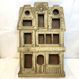 Vtg Victorian House Wall Hanging Shelf For Curios Or Nativity Set Holds12 Items