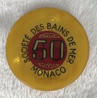 Vintage Monte Carlo Casino Chip 50 Francs Monaco Oversized 46 Cm