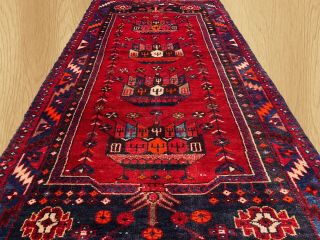Authentic Hand Knotted Vintage Persiann Hamadan Wool Area Rug 6.  11 X 3.  4