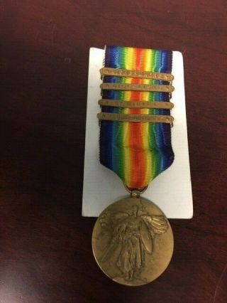 United States World War 1 Victory Medal With Four Battle Bars In