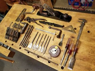 Vintage Tools,  5 Jack Plane,  Irons,  Brace,  Bits Saw Set Stanley,  Starrett Etc.