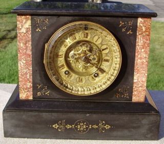 Vintage Antique Ansonia Open Escapement Wind Up Mantel Clock