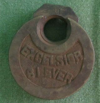 Vintage Excelsior 6 Lever Round Shapped Padlock Lock,  No Keys
