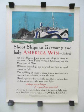 Ww1 Poster " Shoot Ships To Germany And Help America Win " - Schwab