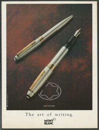 Mont Blanc Solitaire - The Art Of Writing - 1990 Print Ad (not Real Product)