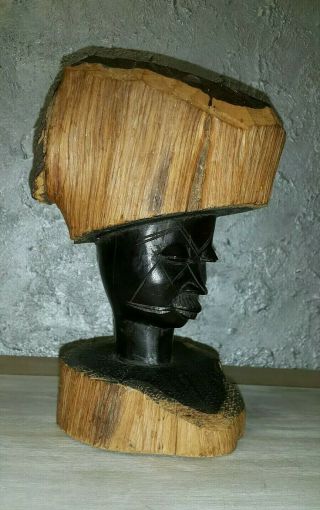 Antique Mayan Mexican Large Bust Man Hand Carved Wooden Statue Latin American
