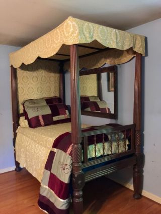 Empire 19th Century Hand Carved Canopy Bed
