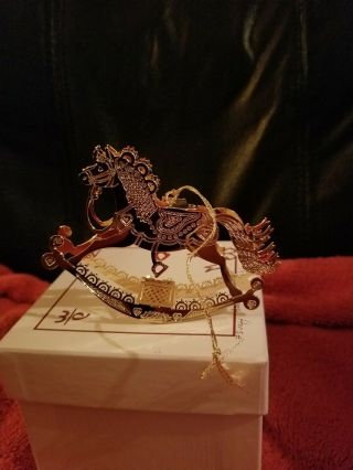 Danbury Gold Plated 1990 Rocking Horse Ornament