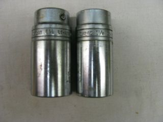 2 Vintage Snap - On 3/4 " Drive 6 Point Deep Sae Sockets (1 - 1/4 " & 1 - 1/8 ")